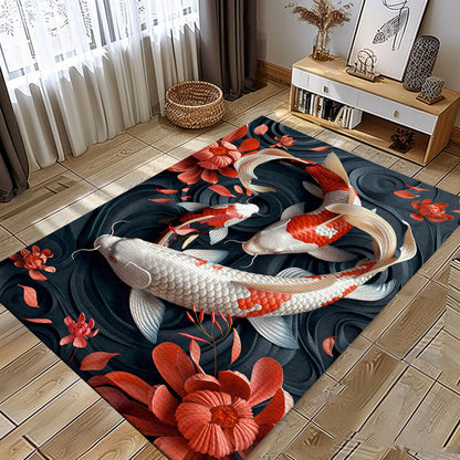 Enhance Your Home Decor with a Koi Fish Rug – Ideal for Living Rooms, Bedrooms, and Gifts for Koi Lovers, Koi Rugs, Koi Fish Rug Carpet for Koi Lovers Size 5x8, 4x6, 3x5, 2x3 FT Koi 11