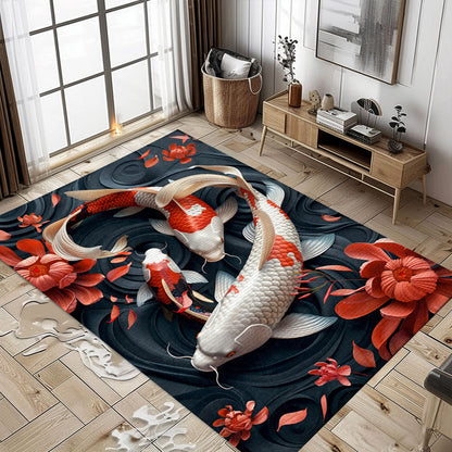 Enhance Your Home Decor with a Koi Fish Rug – Ideal for Living Rooms, Bedrooms, and Gifts for Koi Lovers, Koi Rugs, Koi Fish Rug Carpet for Koi Lovers Size 5x8, 4x6, 3x5, 2x3 FT Koi 11