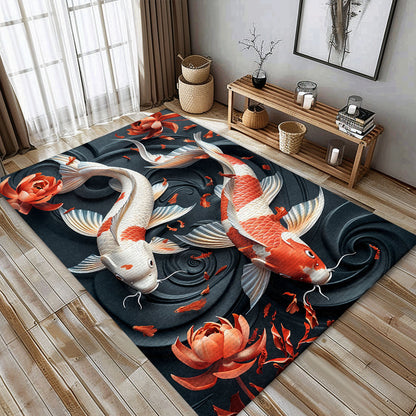 Koi Fish Carpet – Elevate Your Living Room or Bedroom with This Stunning Piece, Perfect for Koi Fish Lovers, Koi Rugs, Koi Fish Rug Carpet for Koi Lovers Size 5x8, 4x6, 3x5, 2x3 FT Koi 10