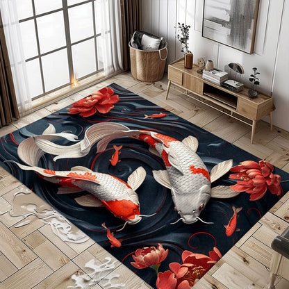 Beautiful Koi Fish Rug for Your Home – Ideal for Bedrooms and Living Rooms, Great Gift for Koi Enthusiasts, Koi Rugs, Koi Fish Rug Carpet for Koi Lovers Size 5x8, 4x6, 3x5, 2x3 FT Koi 09