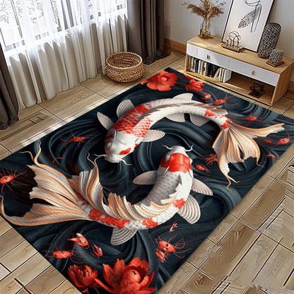 Unique Koi Fish Carpet for Living Rooms – Perfect for Bedrooms and as a Thoughtful Gift for Koi Fish Lovers, Koi Rugs, Koi Fish Rug Carpet for Koi Lovers Size 5x8, 4x6, 3x5, 2x3 FT Koi 08