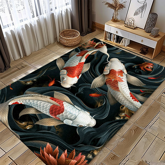 Koi Fish Rug – The Perfect Blend of Bedroom Elegance and Living Room Style for Koi Fish Enthusiasts, Koi Rugs, Koi Fish Rug Carpet for Koi Lovers Size 5x8, 4x6, 3x5, 2x3 FT Koi 07