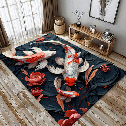 Add a Touch of Elegance with a Koi Fish Carpet – Ideal for Living Rooms, Bedrooms, and Koi Fish Lovers, Koi Rugs, Koi Fish Rug Carpet for Koi Lovers Size 5x8, 4x6, 3x5, 2x3 FT Koi 06