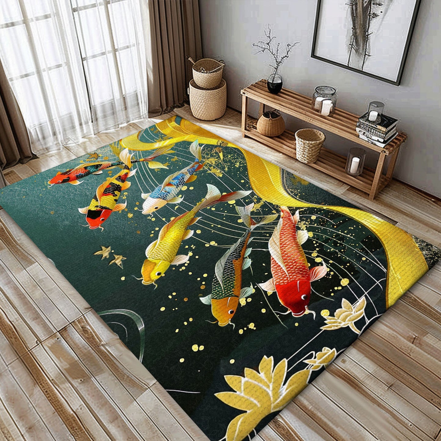 Transform Your Living Room with a Koi Fish Carpet – Perfect for Bedrooms and Koi Fish Lovers' Gifts, Koi Rugs, Koi Fish Rug Carpet for Koi Lovers Size 5x8, 4x6, 3x5, 2x3 FT Koi 16