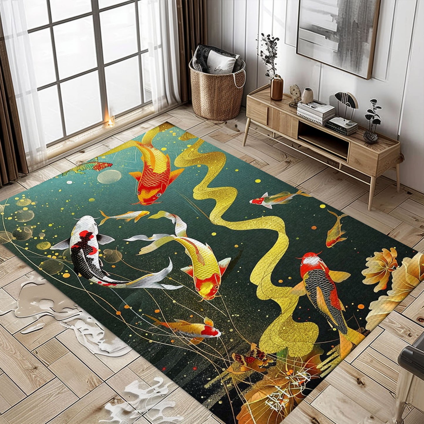 Stylish Koi Fish Rug for Your Bedroom – A Perfect Living Room Carpet and Thoughtful Gift for Koi Enthusiasts, Koi Rugs, Koi Fish Rug Carpet for Koi Lovers Size 5x8, 4x6, 3x5, 2x3 FT Koi 05