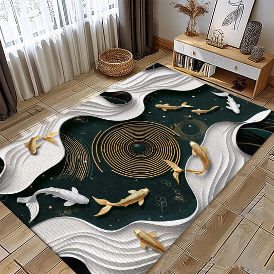 Elegant Koi Fish Rug for Living Room – Unique Design Ideal for Bedroom Decor and Gifts for Koi Enthusiasts, Koi Rugs, Koi Fish Rug Carpet for Koi Lovers Size 5x8, 4x6, 3x5, 2x3 FT Koi 02