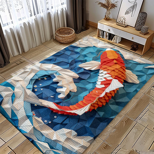 Beautiful Koi Fish Rugs for Bedrooms – Ideal for Adding a Tranquil and Elegant Touch to Your Interior Decor, Koi Rugs, Koi Fish Rug Carpet for Koi Lovers Size 5x8, 4x6, 3x5, 2x3 FT Koi 119