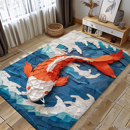 Handcrafted Koi Fish Rugs for Living Room – Enhance Your Decor and Delight Koi Fish Enthusiasts, Koi Rugs, Koi Fish Rug Carpet for Koi Lovers Size 5x8, 4x6, 3x5, 2x3 FT Koi 118