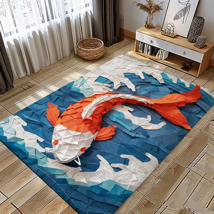 Handcrafted Koi Fish Rugs for Living Room – Enhance Your Decor and Delight Koi Fish Enthusiasts, Koi Rugs, Koi Fish Rug Carpet for Koi Lovers Size 5x8, 4x6, 3x5, 2x3 FT Koi 118