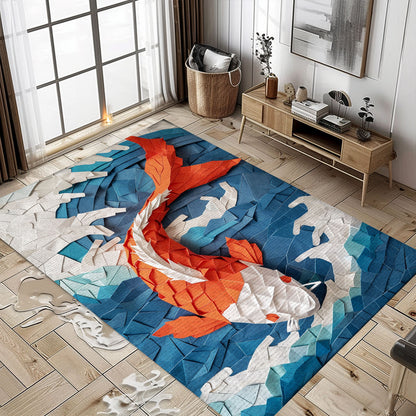 Handcrafted Koi Fish Rugs for Living Room – Enhance Your Decor and Delight Koi Fish Enthusiasts, Koi Rugs, Koi Fish Rug Carpet for Koi Lovers Size 5x8, 4x6, 3x5, 2x3 FT Koi 118