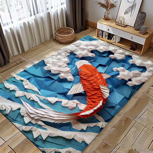 Stylish Koi Fish Rugs for Bedrooms – Perfect for Creating a Calming and Sophisticated Home Environment, Koi Rugs, Koi Fish Rug Carpet for Koi Lovers Size 5x8, 4x6, 3x5, 2x3 FT Koi 117