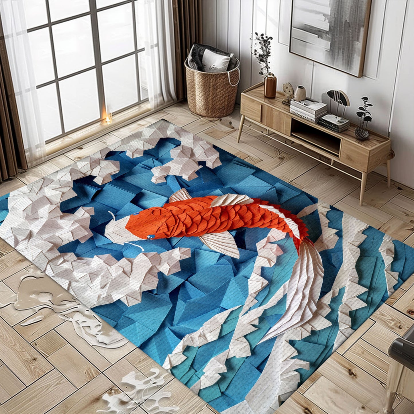 Stylish Koi Fish Rugs for Bedrooms – Perfect for Creating a Calming and Sophisticated Home Environment, Koi Rugs, Koi Fish Rug Carpet for Koi Lovers Size 5x8, 4x6, 3x5, 2x3 FT Koi 117