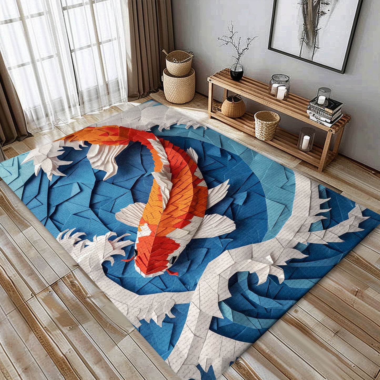 Decorative Koi Fish Rugs for Living Room – A Beautiful Addition to Any Home and a Great Gift for Koi Lovers, Koi Rugs, Koi Fish Rug Carpet for Koi Lovers Size 5x8, 4x6, 3x5, 2x3 FT Koi 116