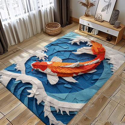 Decorative Koi Fish Rugs for Living Room – A Beautiful Addition to Any Home and a Great Gift for Koi Lovers, Koi Rugs, Koi Fish Rug Carpet for Koi Lovers Size 5x8, 4x6, 3x5, 2x3 FT Koi 116