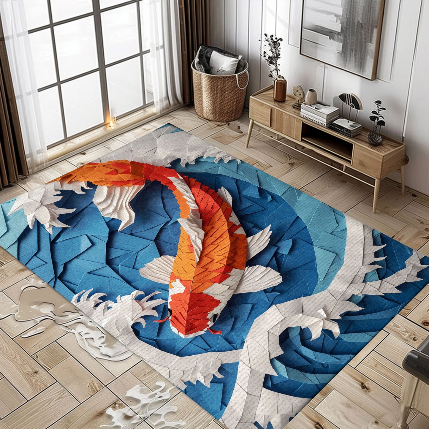 Decorative Koi Fish Rugs for Living Room – A Beautiful Addition to Any Home and a Great Gift for Koi Lovers, Koi Rugs, Koi Fish Rug Carpet for Koi Lovers Size 5x8, 4x6, 3x5, 2x3 FT Koi 116