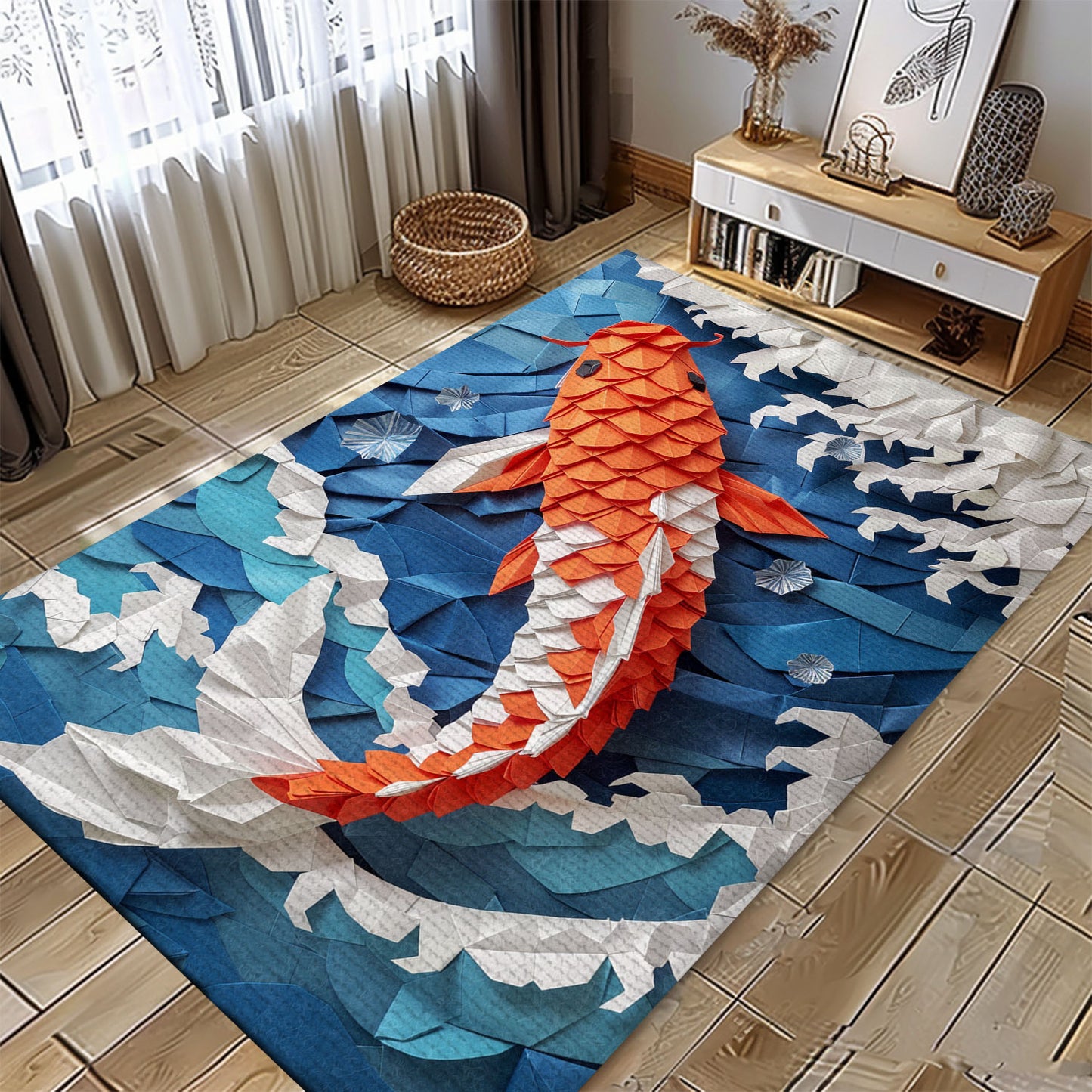 Premium Koi Fish Rugs for Bedrooms – Ideal for Adding a Zen-Like Ambiance and Unique Style to Your Space, Koi Rugs, Koi Fish Rug Carpet for Koi Lovers Size 5x8, 4x6, 3x5, 2x3 FT Koi 115