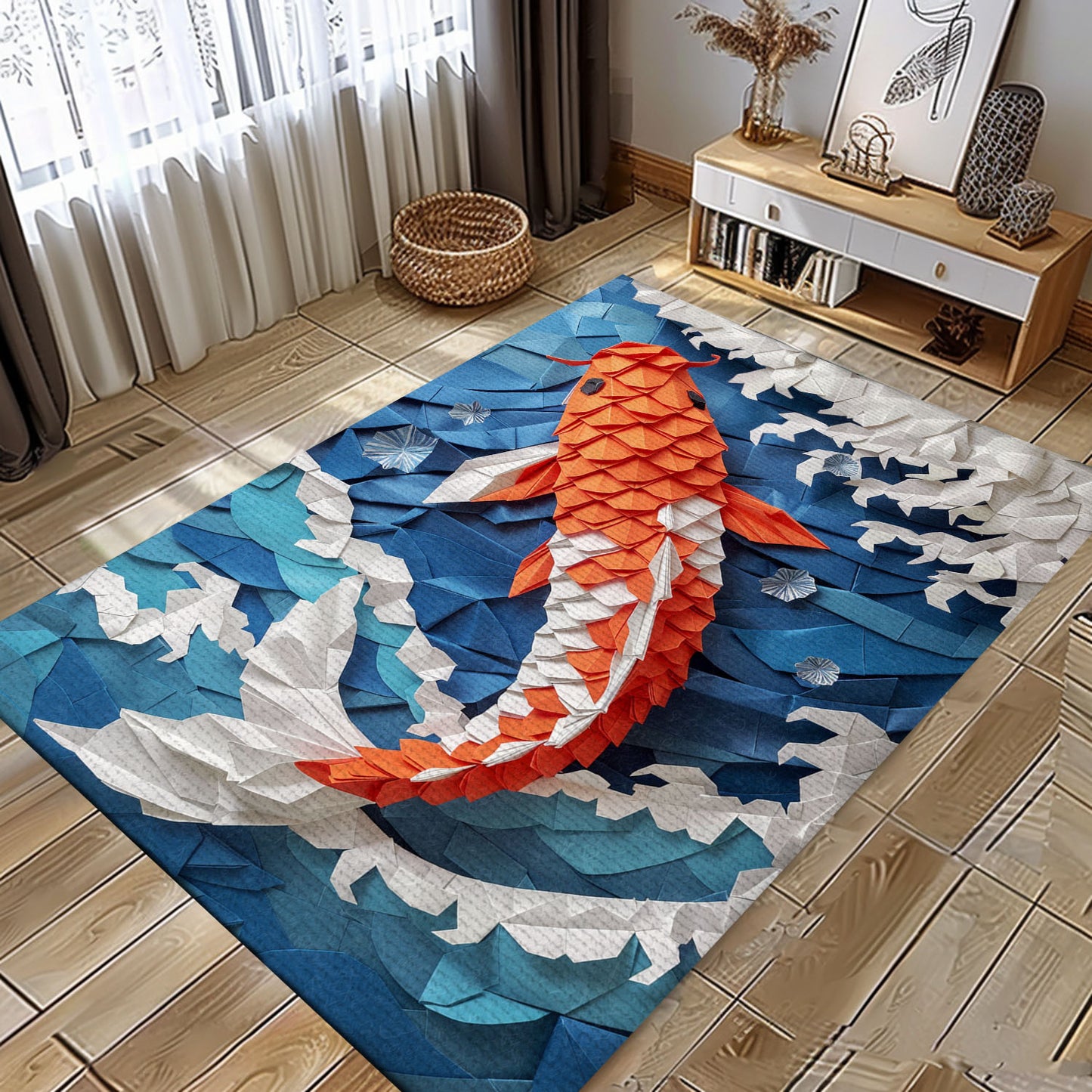 Premium Koi Fish Rugs for Bedrooms – Ideal for Adding a Zen-Like Ambiance and Unique Style to Your Space, Koi Rugs, Koi Fish Rug Carpet for Koi Lovers Size 5x8, 4x6, 3x5, 2x3 FT Koi 115