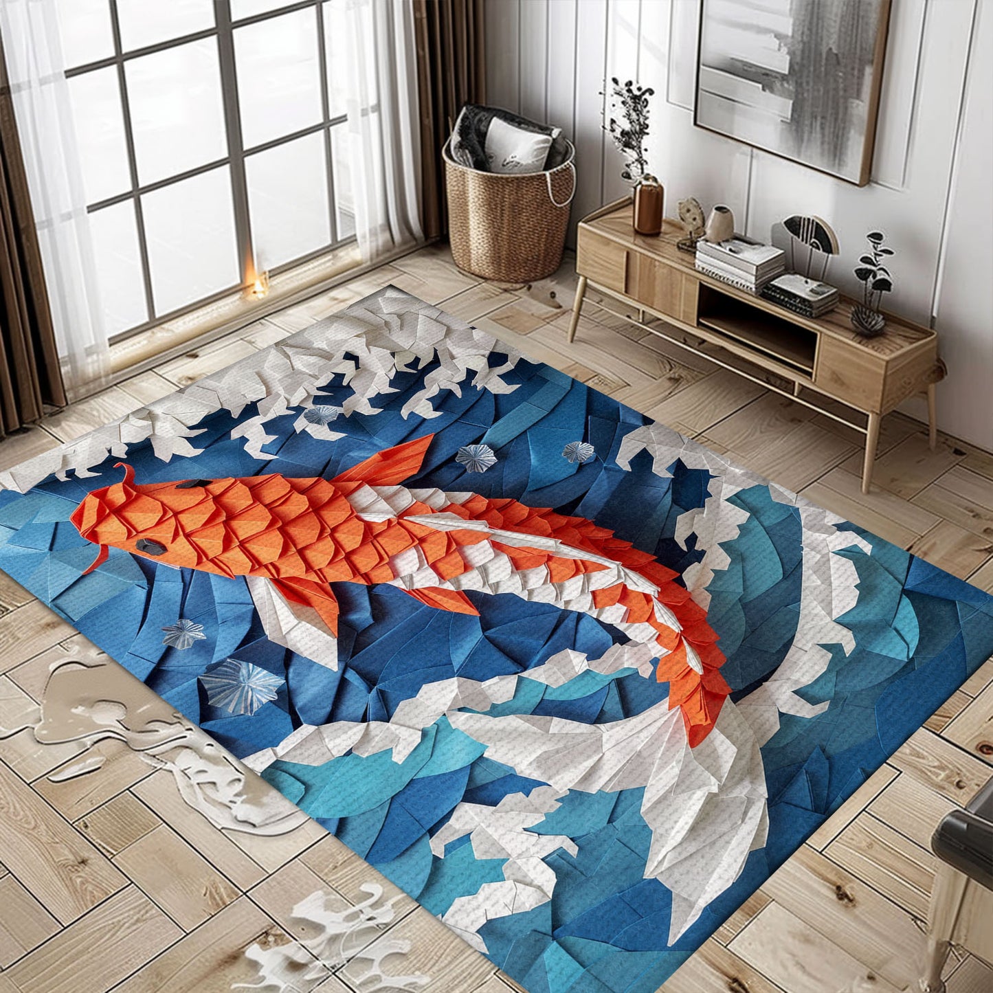 Premium Koi Fish Rugs for Bedrooms – Ideal for Adding a Zen-Like Ambiance and Unique Style to Your Space, Koi Rugs, Koi Fish Rug Carpet for Koi Lovers Size 5x8, 4x6, 3x5, 2x3 FT Koi 115