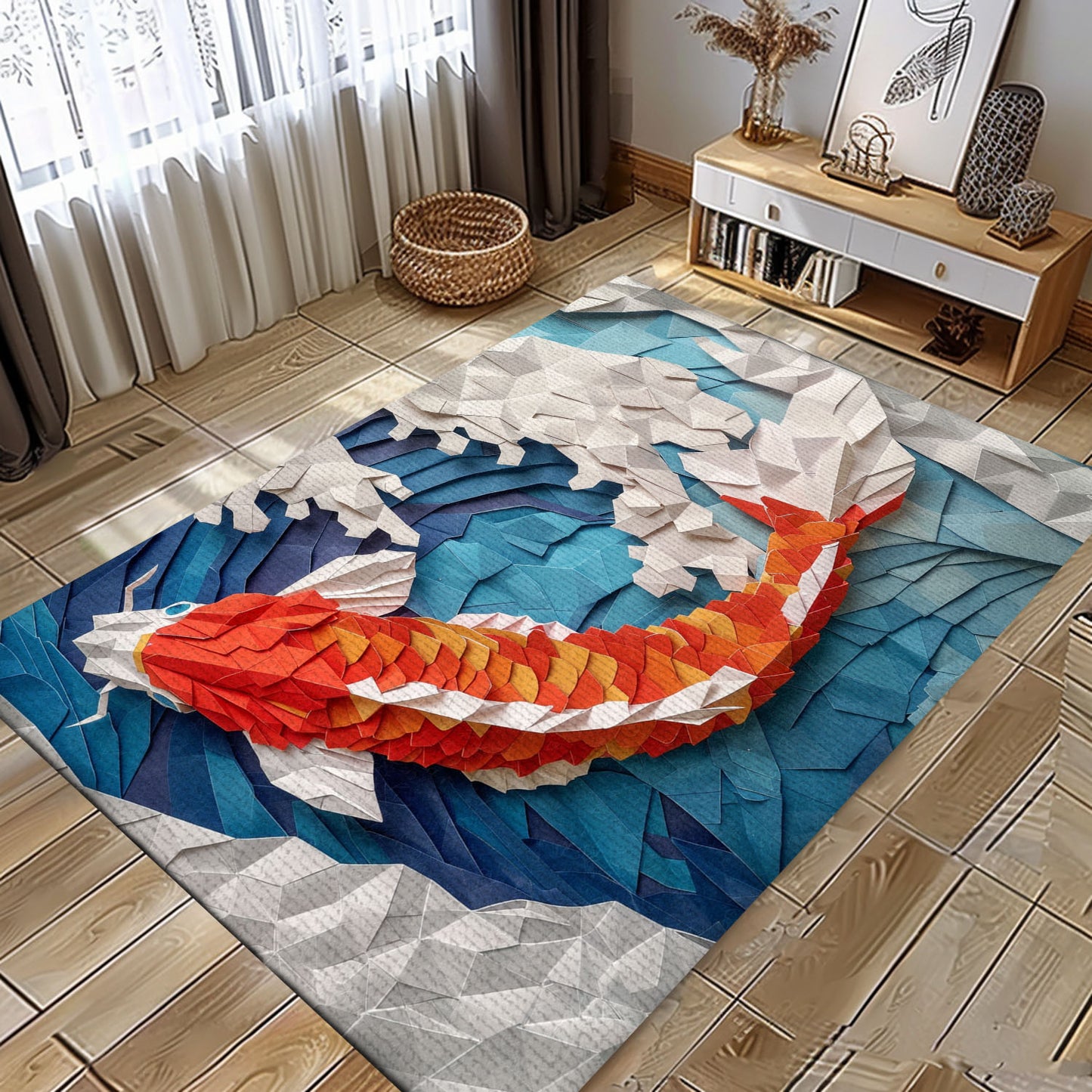 Elegant Koi Fish Rugs for Living Room – Enhance Your Home's Interior with These Beautifully Designed Carpets, Koi Rugs, Koi Fish Rug Carpet for Koi Lovers Size 5x8, 4x6, 3x5, 2x3 FT Koi 114