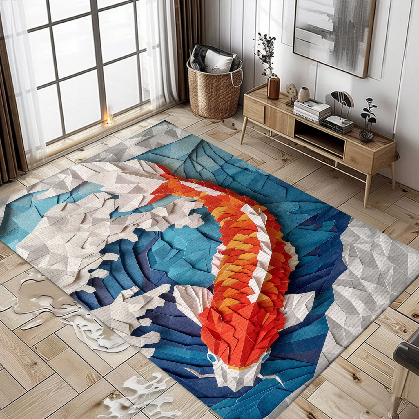 Elegant Koi Fish Rugs for Living Room – Enhance Your Home's Interior with These Beautifully Designed Carpets, Koi Rugs, Koi Fish Rug Carpet for Koi Lovers Size 5x8, 4x6, 3x5, 2x3 FT Koi 114