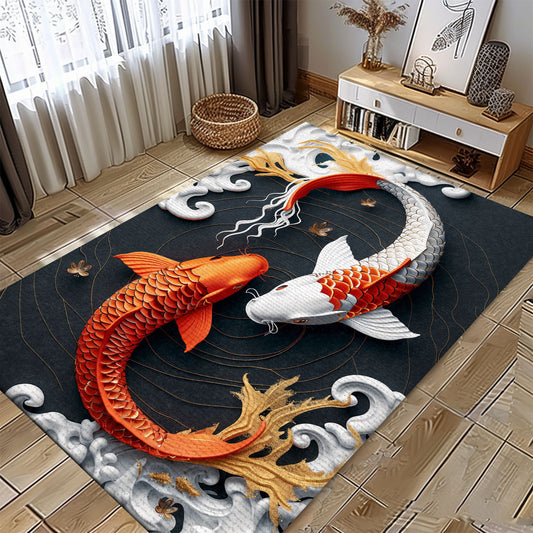 Luxurious Koi Fish Rugs for Bedrooms – A Thoughtful Gift for Those Who Appreciate Koi Fish Art and Design, Koi Rugs, Koi Fish Rug Carpet for Koi Lovers Size 5x8, 4x6, 3x5, 2x3 FT Koi 113