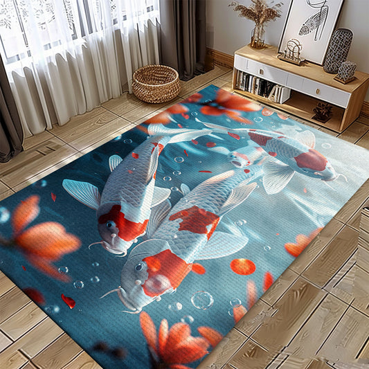 Koi Fish Rugs for Living Room – The Perfect Gift to Enhance Your Home's Aesthetic Appeal, Koi Rugs, Koi Fish Rug Carpet for Koi Lovers Size 5x8, 4x6, 3x5, 2x3 FT Koi 110