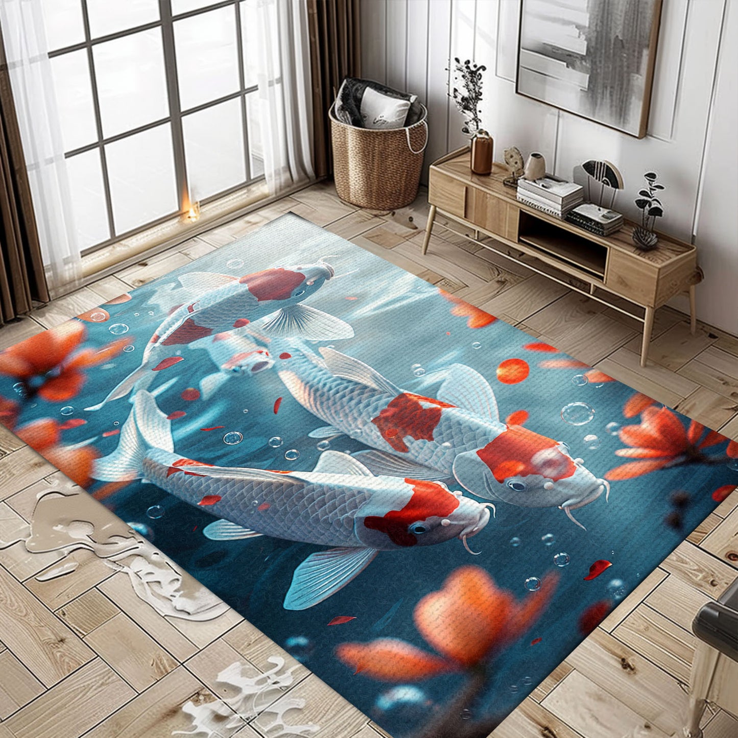 Koi Fish Rugs for Living Room – The Perfect Gift to Enhance Your Home's Aesthetic Appeal, Koi Rugs, Koi Fish Rug Carpet for Koi Lovers Size 5x8, 4x6, 3x5, 2x3 FT Koi 110