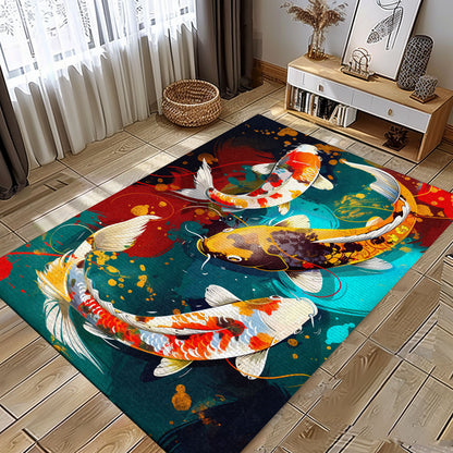 Koi Fish Rugs for Living Room – The Perfect Gift for Fans of Aquatic Themes and Unique Designs, Koi Rugs, Koi Fish Rug Carpet for Koi Lovers Size 5x8, 4x6, 3x5, 2x3 FT Koi 120