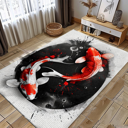 Premium Koi Fish Rugs for Bedrooms – Perfect for Adding a Calming and Elegant Touch to Your Interior, Koi Rugs, Koi Fish Rug Carpet for Koi Lovers Size 5x8, 4x6, 3x5, 2x3 FT Koi 107