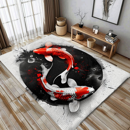 Premium Koi Fish Rugs for Bedrooms – Perfect for Adding a Calming and Elegant Touch to Your Interior, Koi Rugs, Koi Fish Rug Carpet for Koi Lovers Size 5x8, 4x6, 3x5, 2x3 FT Koi 107