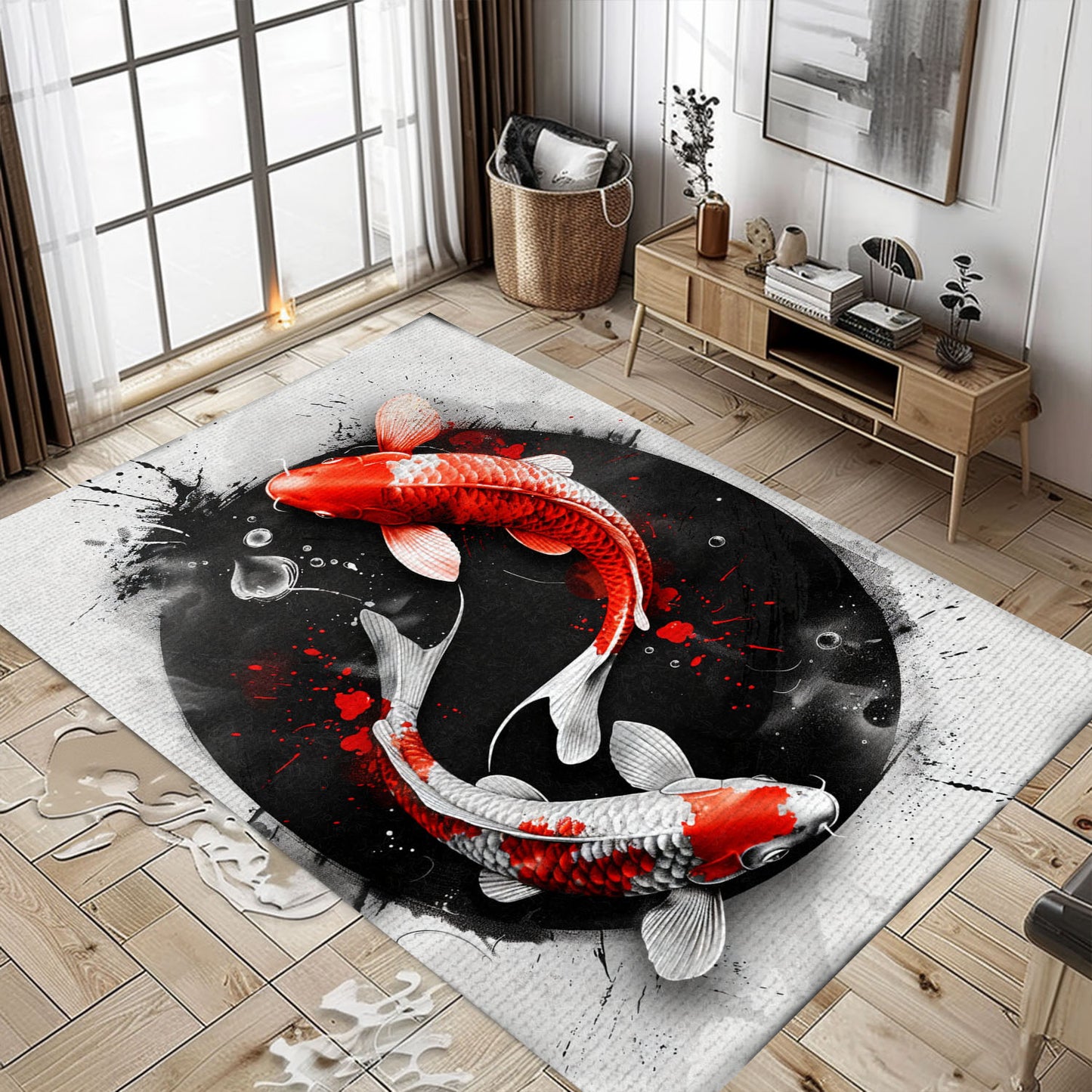 Premium Koi Fish Rugs for Bedrooms – Perfect for Adding a Calming and Elegant Touch to Your Interior, Koi Rugs, Koi Fish Rug Carpet for Koi Lovers Size 5x8, 4x6, 3x5, 2x3 FT Koi 107