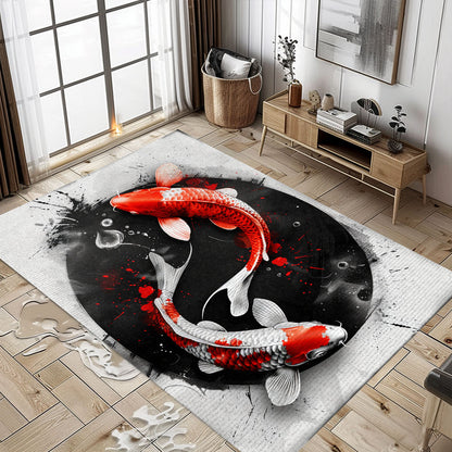 Premium Koi Fish Rugs for Bedrooms – Perfect for Adding a Calming and Elegant Touch to Your Interior, Koi Rugs, Koi Fish Rug Carpet for Koi Lovers Size 5x8, 4x6, 3x5, 2x3 FT Koi 107