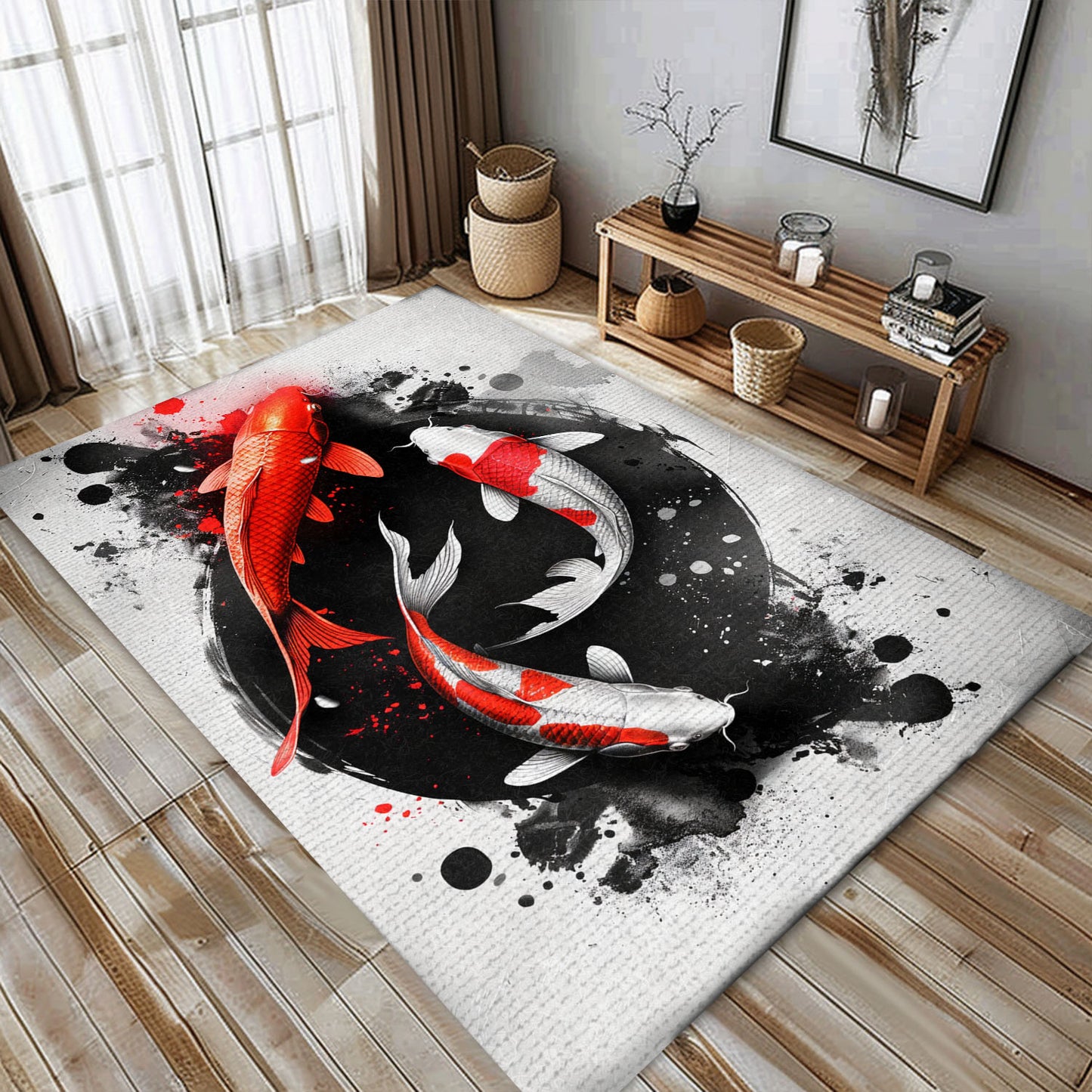 Decorative Koi Fish Rugs for Living Room – Ideal for Creating a Zen-Like Atmosphere in Your Home, Koi Rugs, Koi Fish Rug Carpet for Koi Lovers Size 5x8, 4x6, 3x5, 2x3 FT Koi 106