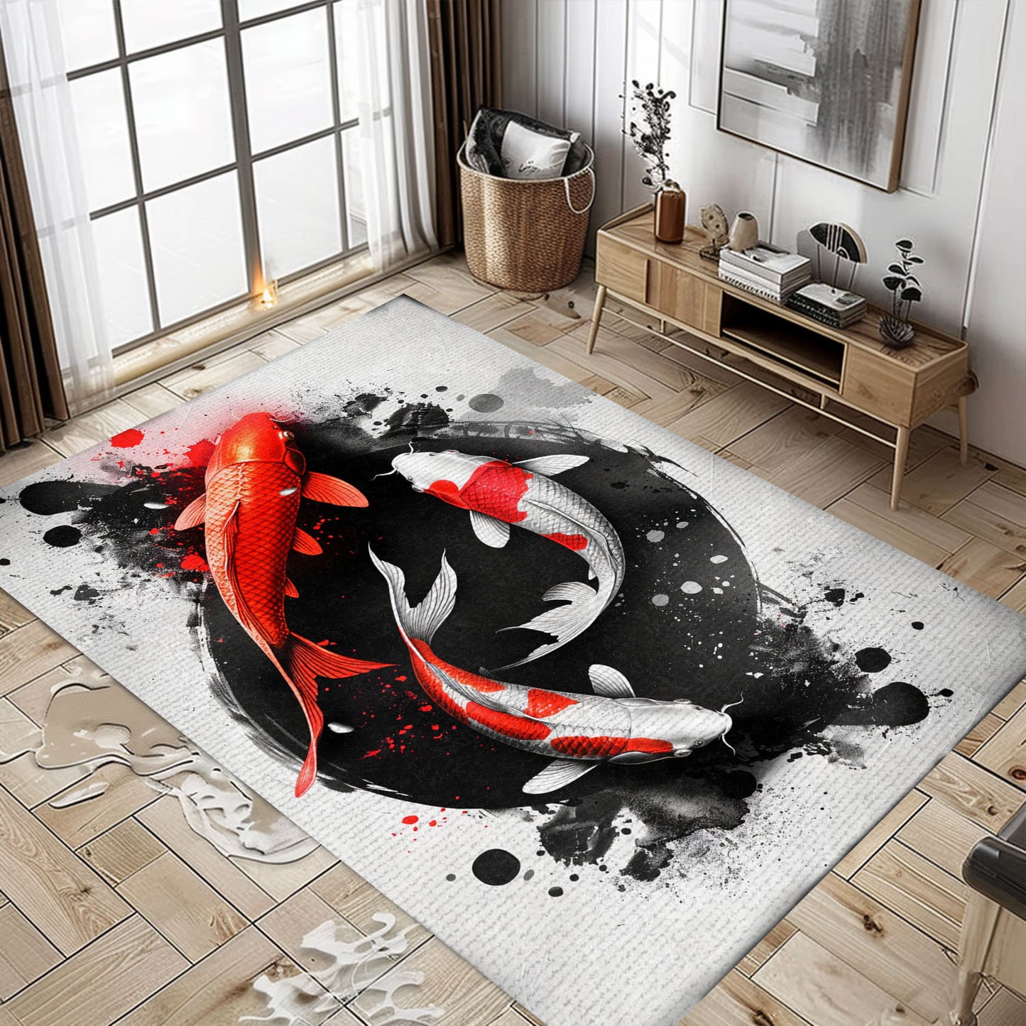 Decorative Koi Fish Rugs for Living Room – Ideal for Creating a Zen-Like Atmosphere in Your Home, Koi Rugs, Koi Fish Rug Carpet for Koi Lovers Size 5x8, 4x6, 3x5, 2x3 FT Koi 106