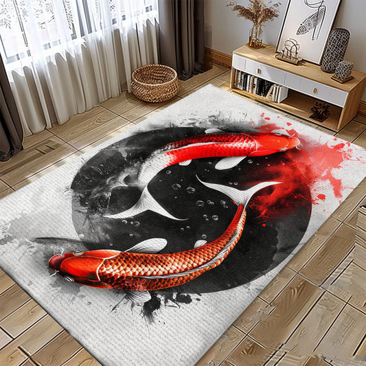 Stylish Koi Fish Rugs for Bedrooms – The Perfect Gift for Koi Fish Lovers and Fans of Unique Home Decor, Koi Rugs, Koi Fish Rug Carpet for Koi Lovers Size 5x8, 4x6, 3x5, 2x3 FT Koi 105