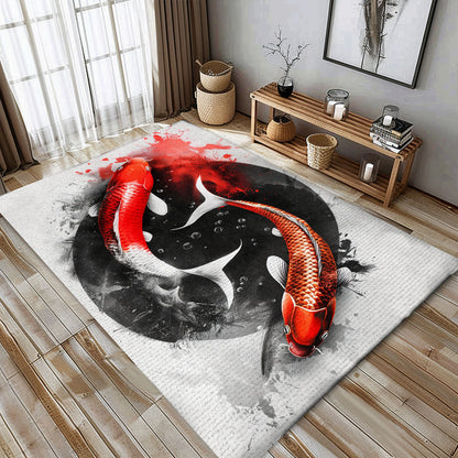 Stylish Koi Fish Rugs for Bedrooms – The Perfect Gift for Koi Fish Lovers and Fans of Unique Home Decor, Koi Rugs, Koi Fish Rug Carpet for Koi Lovers Size 5x8, 4x6, 3x5, 2x3 FT Koi 105