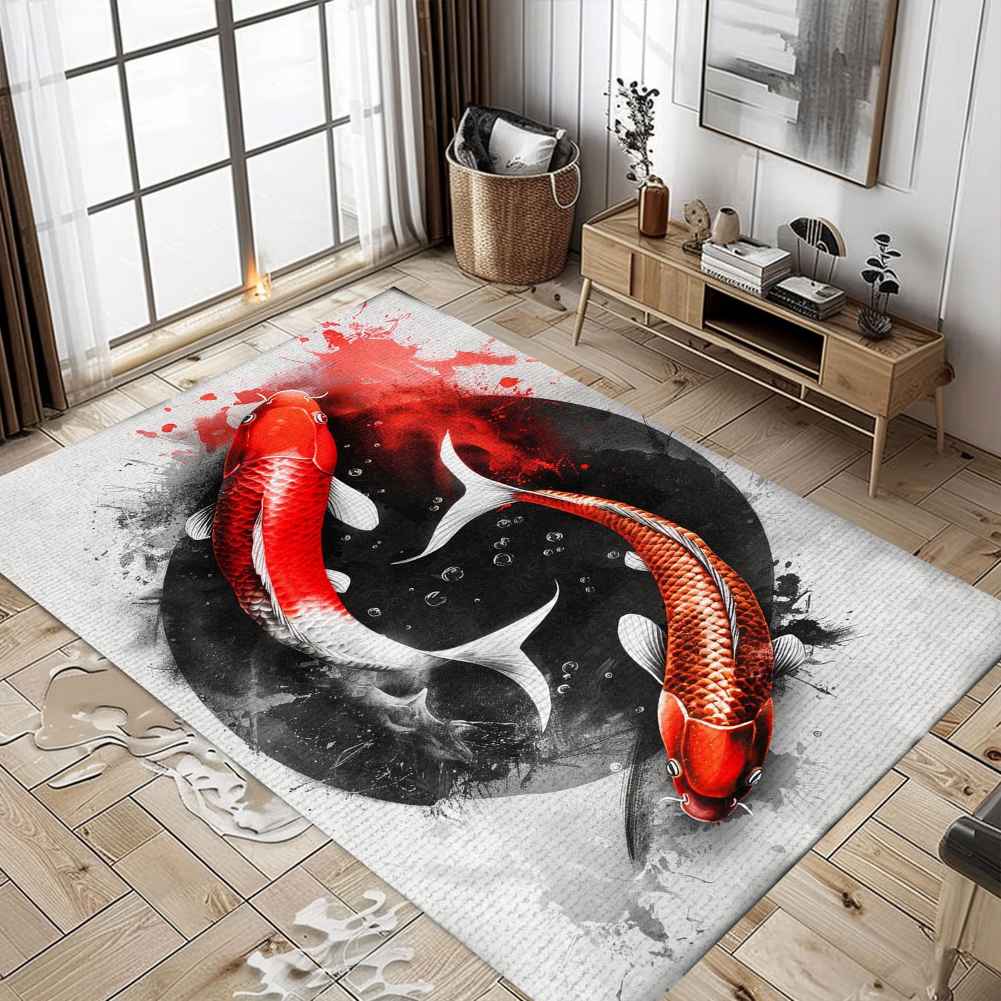 Stylish Koi Fish Rugs for Bedrooms – The Perfect Gift for Koi Fish Lovers and Fans of Unique Home Decor, Koi Rugs, Koi Fish Rug Carpet for Koi Lovers Size 5x8, 4x6, 3x5, 2x3 FT Koi 105