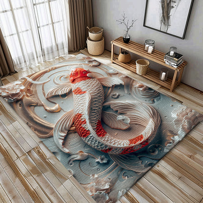 Unique Koi Fish Rugs for Living Room – Enhance Your Home's Decor and Delight Koi Fish Enthusiasts, Koi Rugs, Koi Fish Rug Carpet for Koi Lovers Size 5x8, 4x6, 3x5, 2x3 FT Koi 100