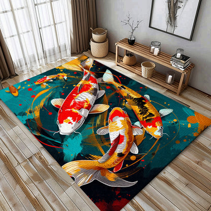 Vibrant Koi Fish Rugs for Bedrooms – Add a Touch of Nature and Sophistication to Your Home Decor, Koi Rugs, Koi Fish Rug Carpet for Koi Lovers Size 5x8, 4x6, 3x5, 2x3 FT Koi 109