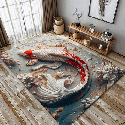 Luxurious Koi Fish Rugs for Bedrooms – Add a Zen Ambiance to Your Space with These Elegant Carpets, Koi Rugs, Koi Fish Rug Carpet for Koi Lovers Size 5x8, 4x6, 3x5, 2x3 FT Koi 97