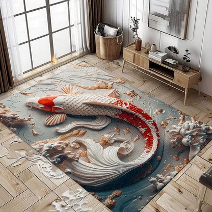 Luxurious Koi Fish Rugs for Bedrooms – Add a Zen Ambiance to Your Space with These Elegant Carpets, Koi Rugs, Koi Fish Rug Carpet for Koi Lovers Size 5x8, 4x6, 3x5, 2x3 FT Koi 97