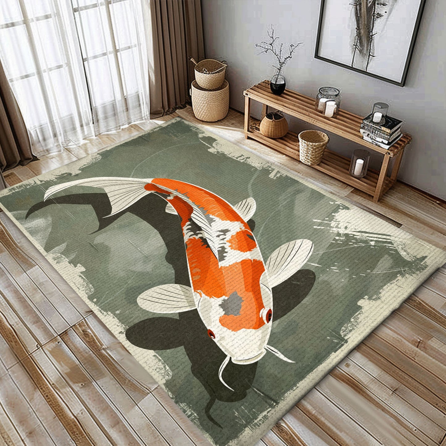 Stylish Koi Fish Rugs for Living Spaces – Perfect Gift for Fans of Aquatic Themes and Unique Home Decor, Koi Rugs, Koi Fish Rug Carpet for Koi Lovers Size 5x8, 4x6, 3x5, 2x3 FT Koi 96