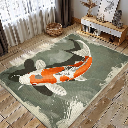 Stylish Koi Fish Rugs for Living Spaces – Perfect Gift for Fans of Aquatic Themes and Unique Home Decor, Koi Rugs, Koi Fish Rug Carpet for Koi Lovers Size 5x8, 4x6, 3x5, 2x3 FT Koi 96