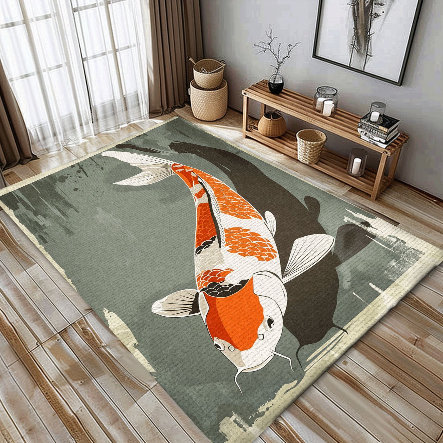 Decorative Koi Fish Rugs for Bedroom – Ideal for Adding a Touch of Serenity and Nature-Inspired Elegance, Koi Rugs, Koi Fish Rug Carpet for Koi Lovers Size 5x8, 4x6, 3x5, 2x3 FT Koi 95