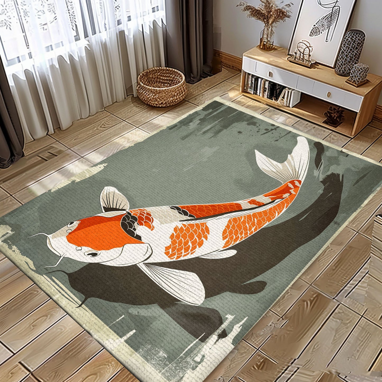 Decorative Koi Fish Rugs for Bedroom – Ideal for Adding a Touch of Serenity and Nature-Inspired Elegance, Koi Rugs, Koi Fish Rug Carpet for Koi Lovers Size 5x8, 4x6, 3x5, 2x3 FT Koi 95