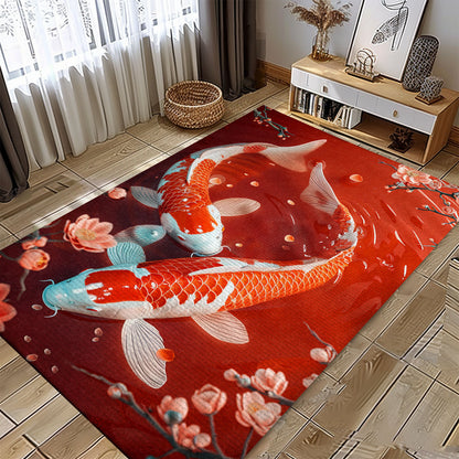 Artistic Koi Fish Rugs for Living Room – Enhance Your Home's Interior with These Beautifully Designed Carpets, Koi Rugs, Koi Fish Rug Carpet for Koi Lovers Size 5x8, 4x6, 3x5, 2x3 FT Koi 94