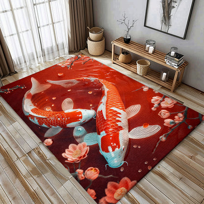 Artistic Koi Fish Rugs for Living Room – Enhance Your Home's Interior with These Beautifully Designed Carpets, Koi Rugs, Koi Fish Rug Carpet for Koi Lovers Size 5x8, 4x6, 3x5, 2x3 FT Koi 94