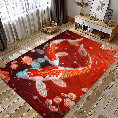 Artistic Koi Fish Rugs for Living Room – Enhance Your Home's Interior with These Beautifully Designed Carpets, Koi Rugs, Koi Fish Rug Carpet for Koi Lovers Size 5x8, 4x6, 3x5, 2x3 FT Koi 94