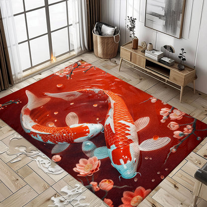 Artistic Koi Fish Rugs for Living Room – Enhance Your Home's Interior with These Beautifully Designed Carpets, Koi Rugs, Koi Fish Rug Carpet for Koi Lovers Size 5x8, 4x6, 3x5, 2x3 FT Koi 94