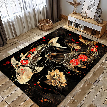 Beautiful Koi Fish Rugs for Living Room and Bedroom – Ideal Gift for Those Who Appreciate Aquatic Art, Koi Rugs, Koi Fish Rug Carpet for Koi Lovers Size 5x8, 4x6, 3x5, 2x3 FT Koi 91